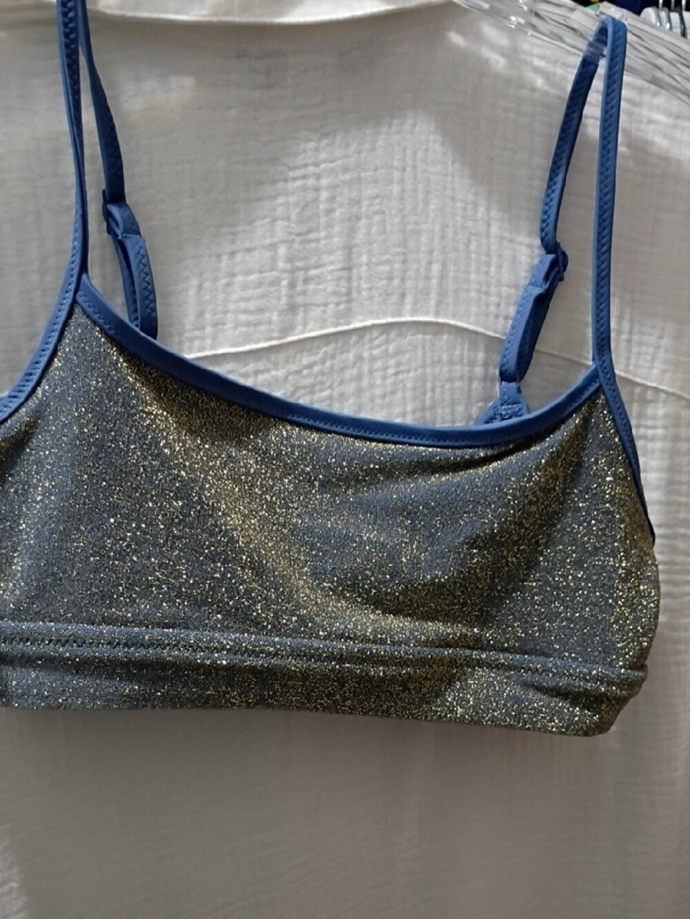 aerie Shimmer Scoop Neckline Bikini Top in Sparkle Gold-Blue SIZE Small NWT - Picture 4 of 8